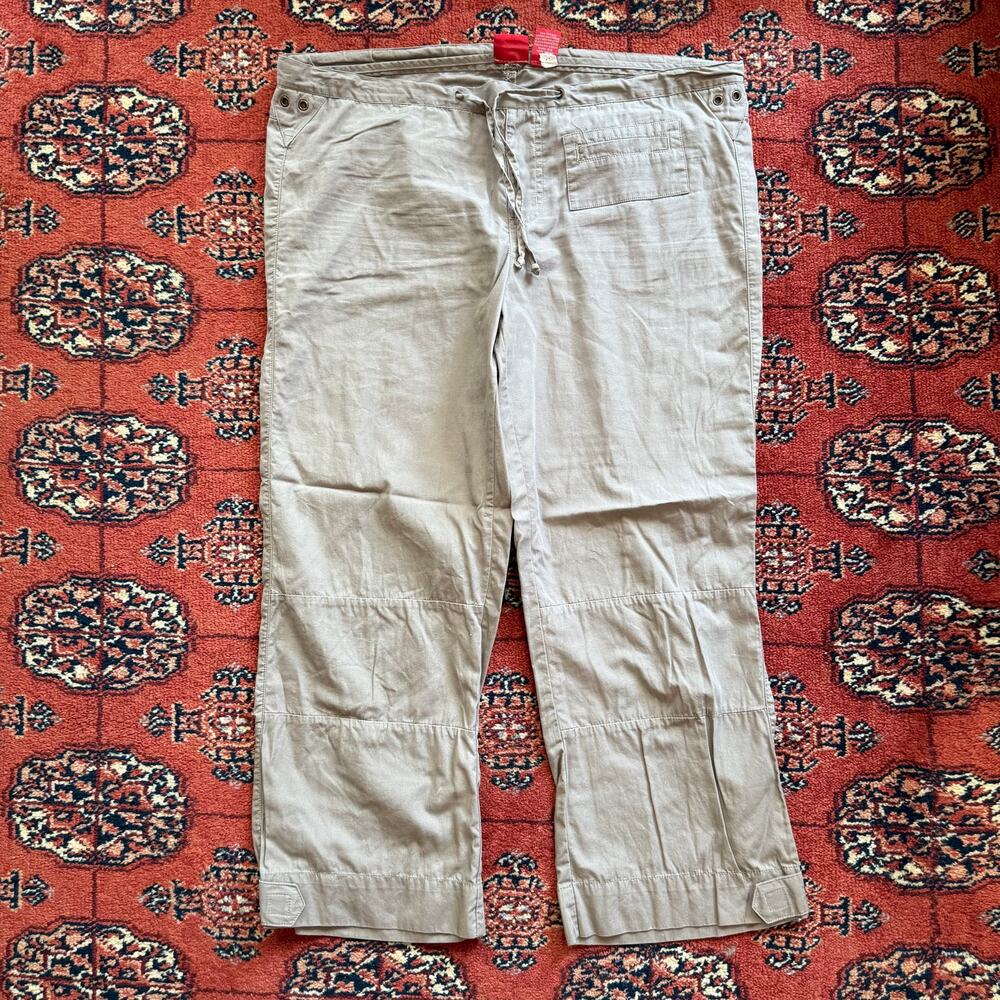 Mossimo‎ M Taupe 100% Cotton Lightweight Drawstring Cropped Pants - Picture 3 of 9